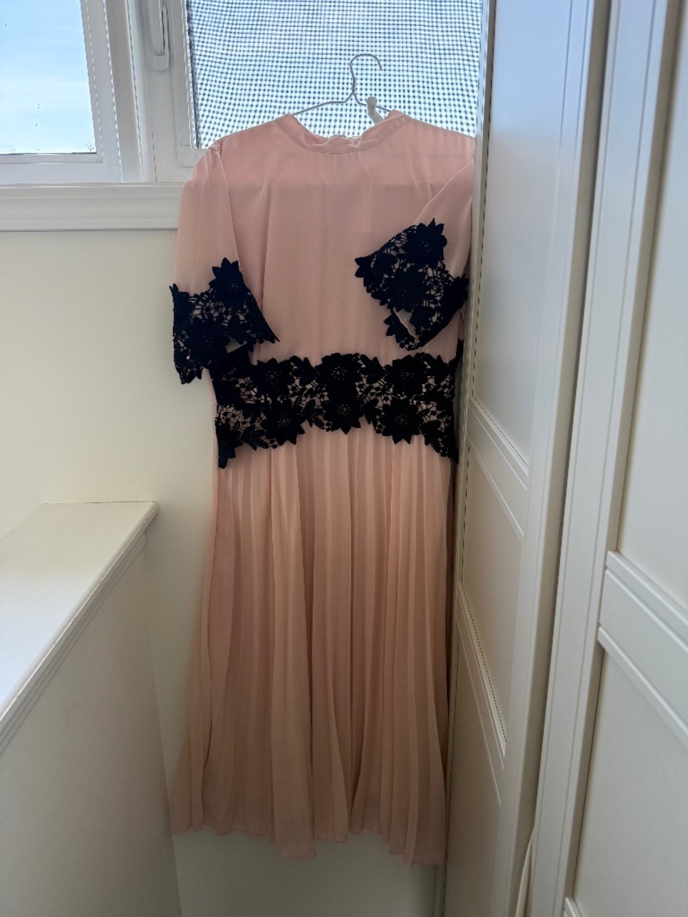 ASOS Design Lace Pink Pleated Dress